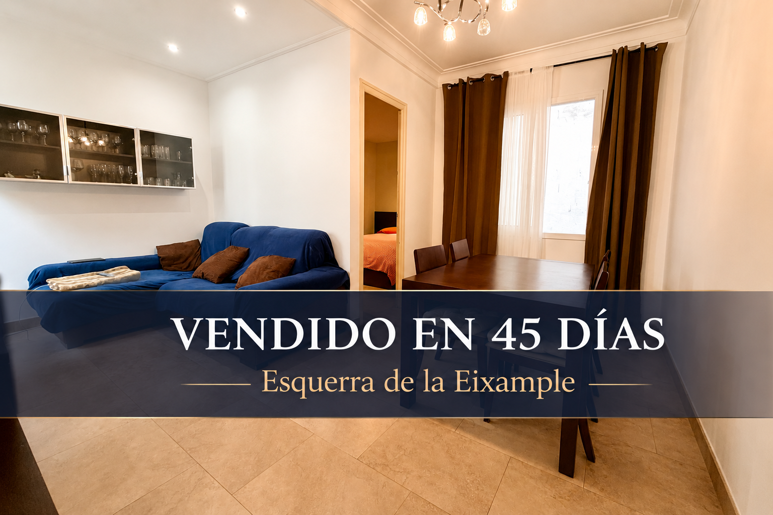 Luminoso piso interior de 3 habitaciones en L'Eixample.